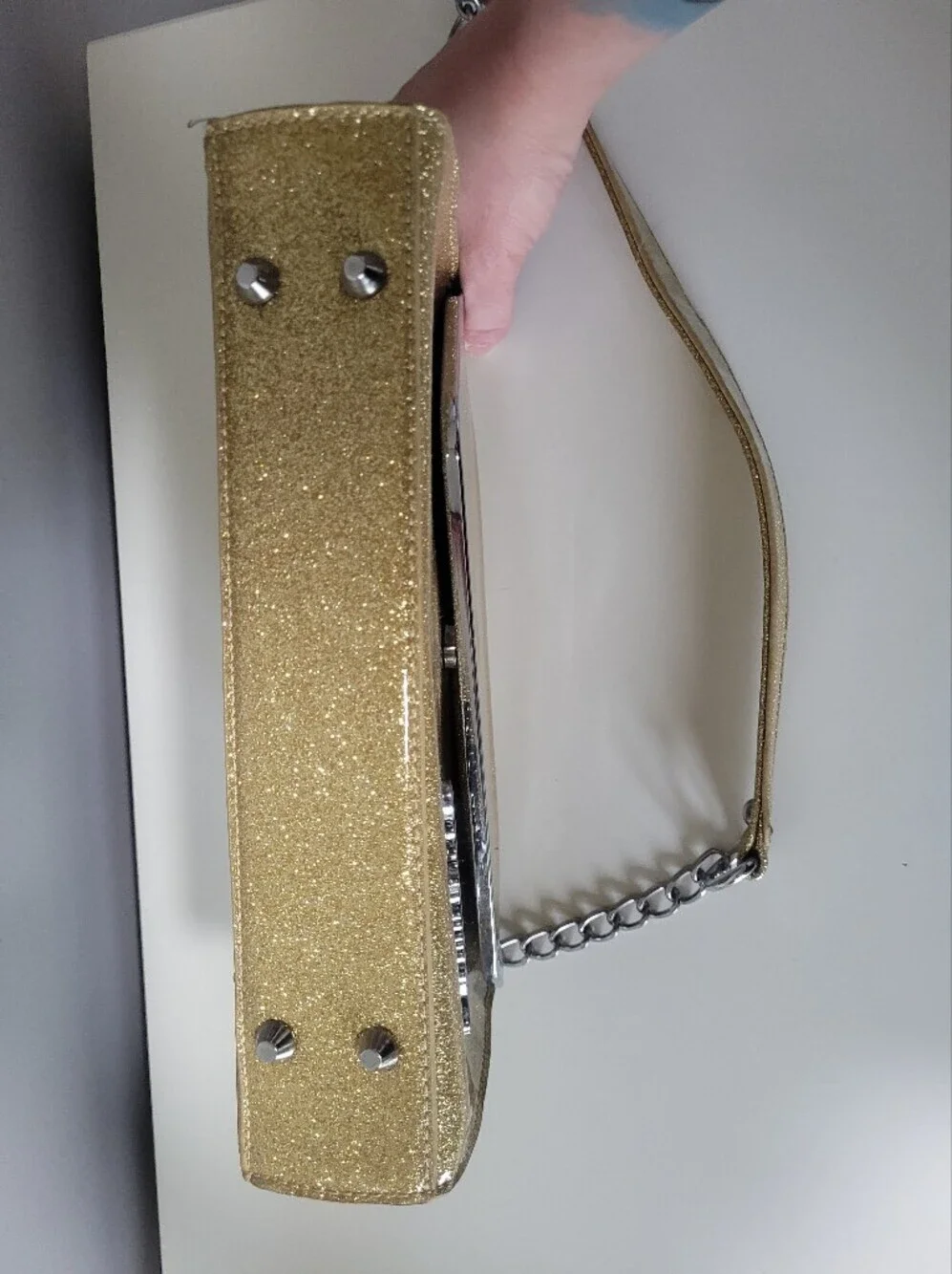 Sourpuss Gold Glitter Party Clutch, VGUC